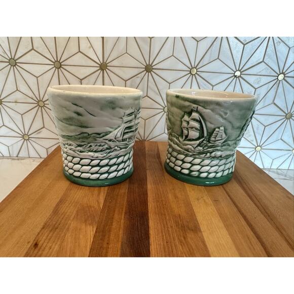Vintage 1998 Cutty Sark Ceramic Cups | Nautical Whiskey Tumblers | Set of 2‎ - Picture 2 of 5